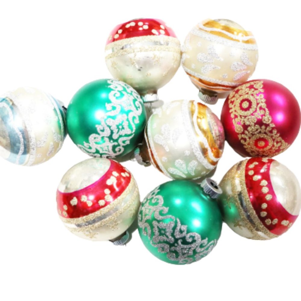 Shiny Brite Vintage Glitter Ornaments